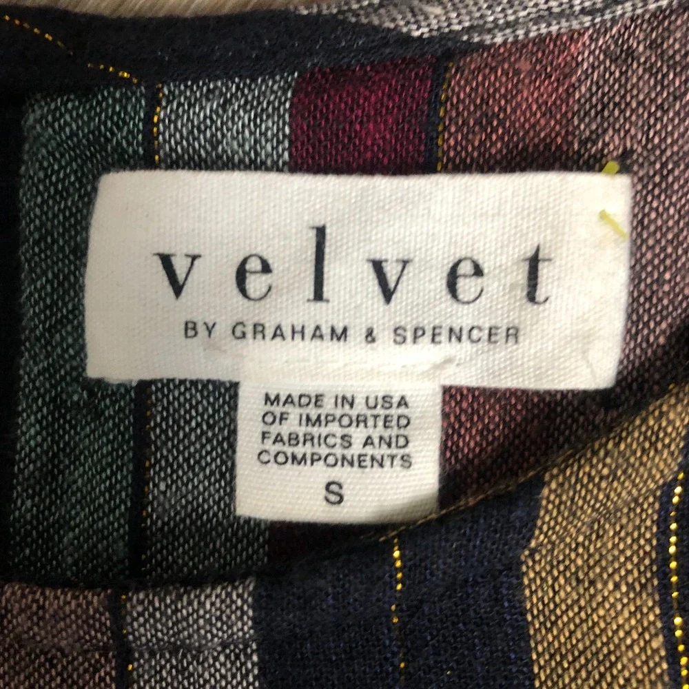 VELVET By Graham & Spencer‎ Viscose Linen Boho Stripe Sleeveless Dress S $189
